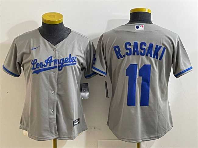 Women%27s Los Angeles Dodgers #11 Roki Sasaki Grey Cool Base Stitched Jersey->mlb womens jerseys->MLB Jersey